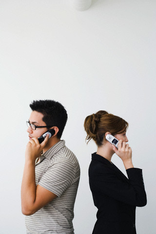 Mobile man and woman